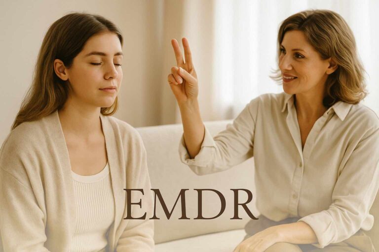 Thérapeute EMDR accompagnant une cliente dans la gestion de ses traumatismes à Mausane